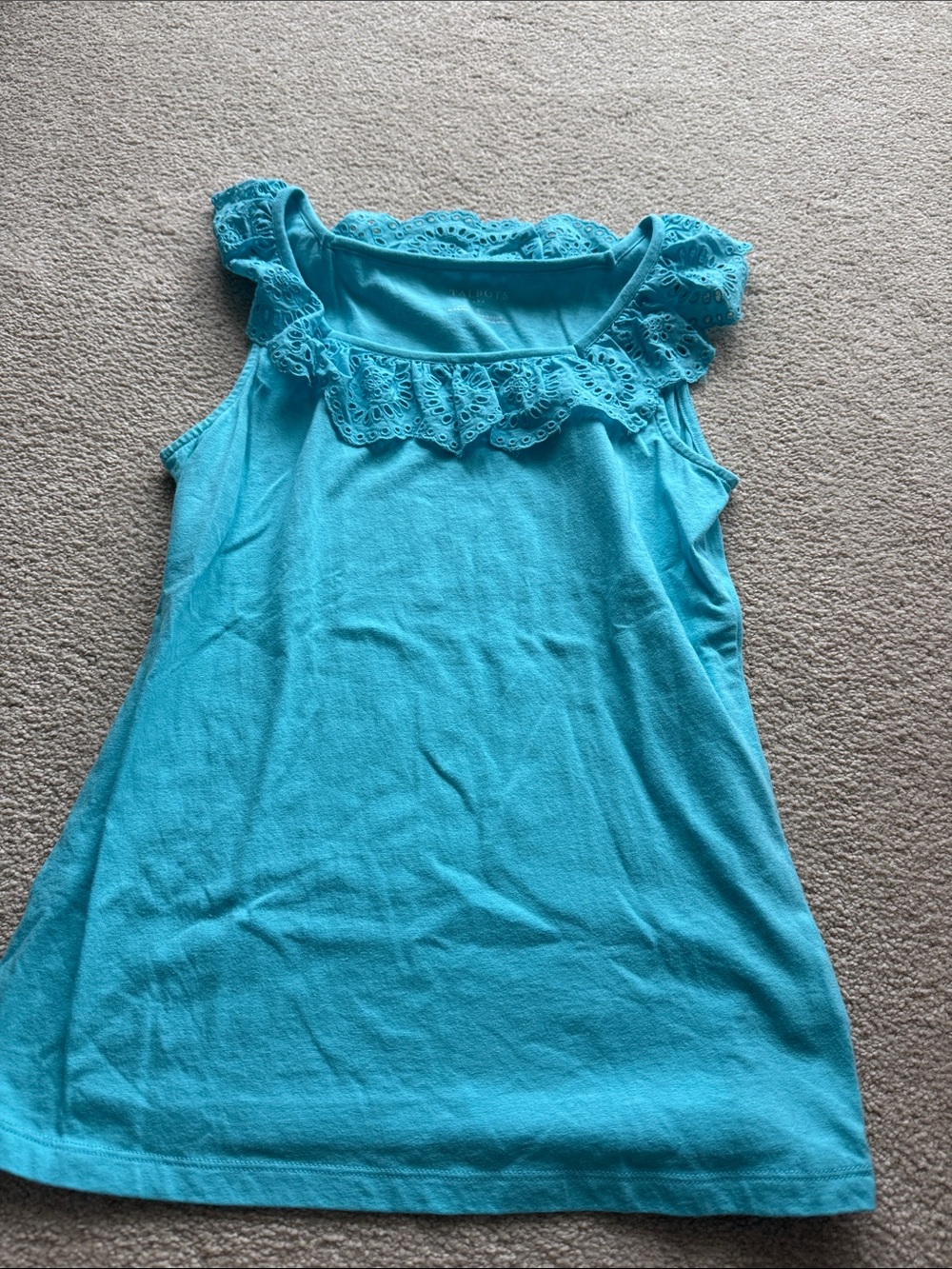 Talbots Turquoise Eyelet Ruffle Tank Top